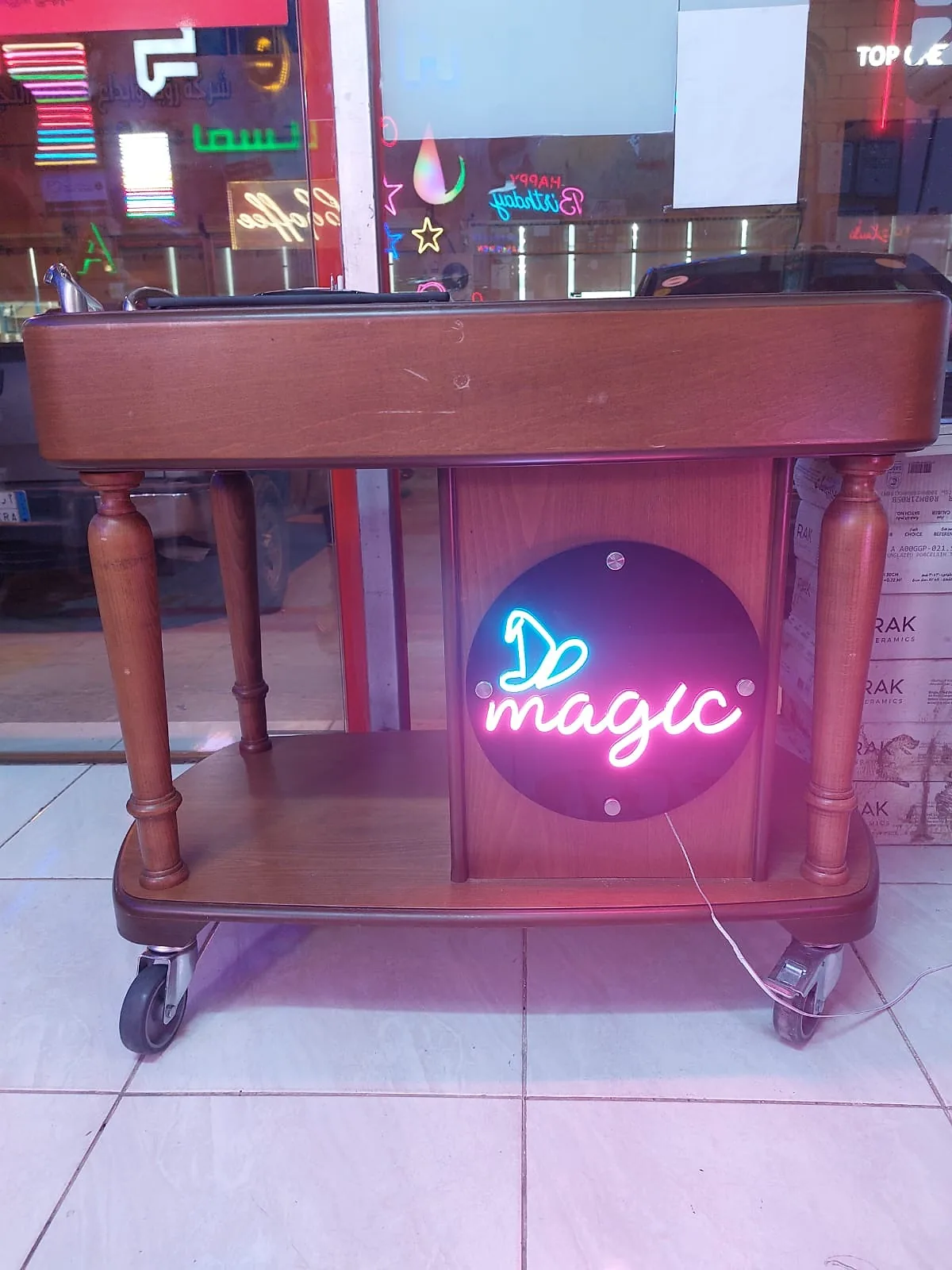 Hand-finished neon feature sign fabricated in Riyadh
