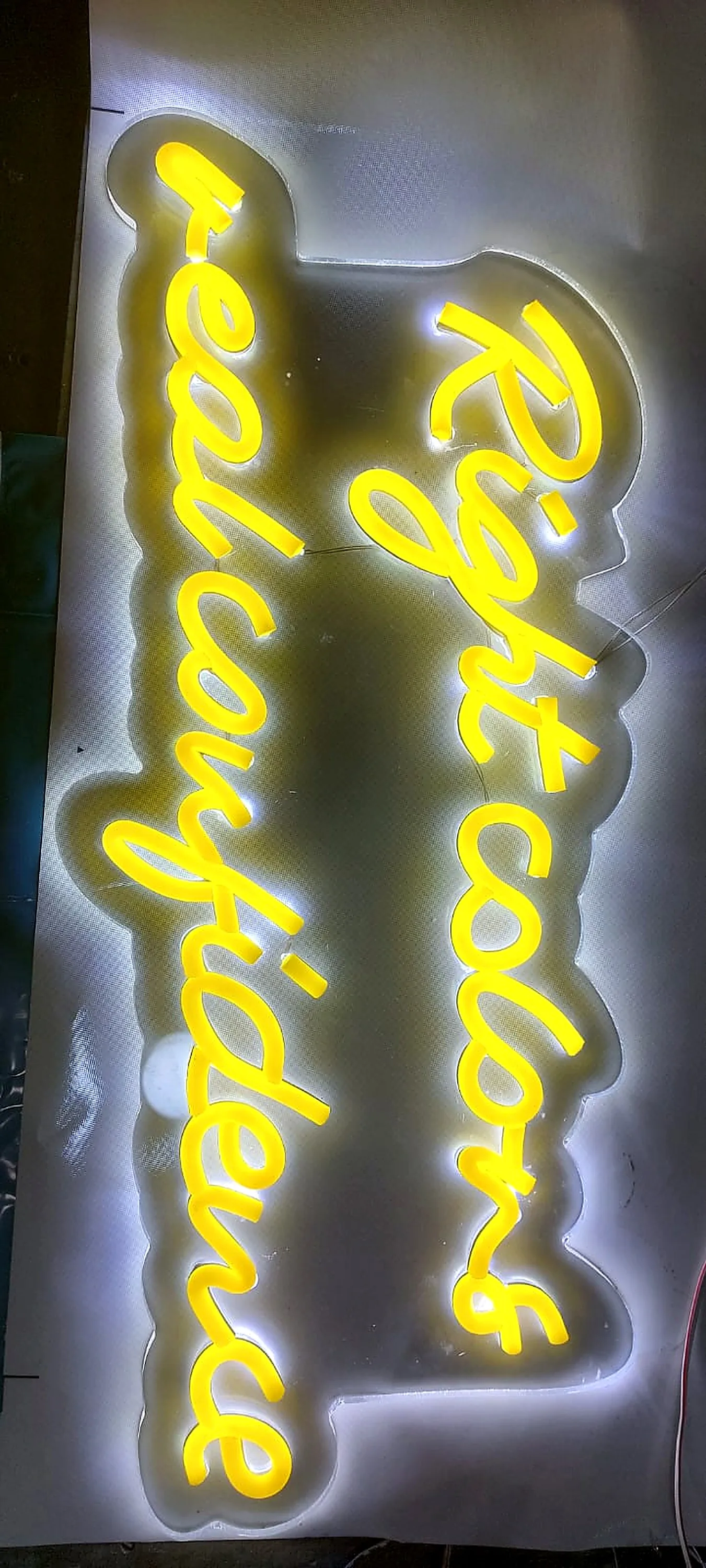 LED neon flex signage with Arabic and English lettering, Riyadh