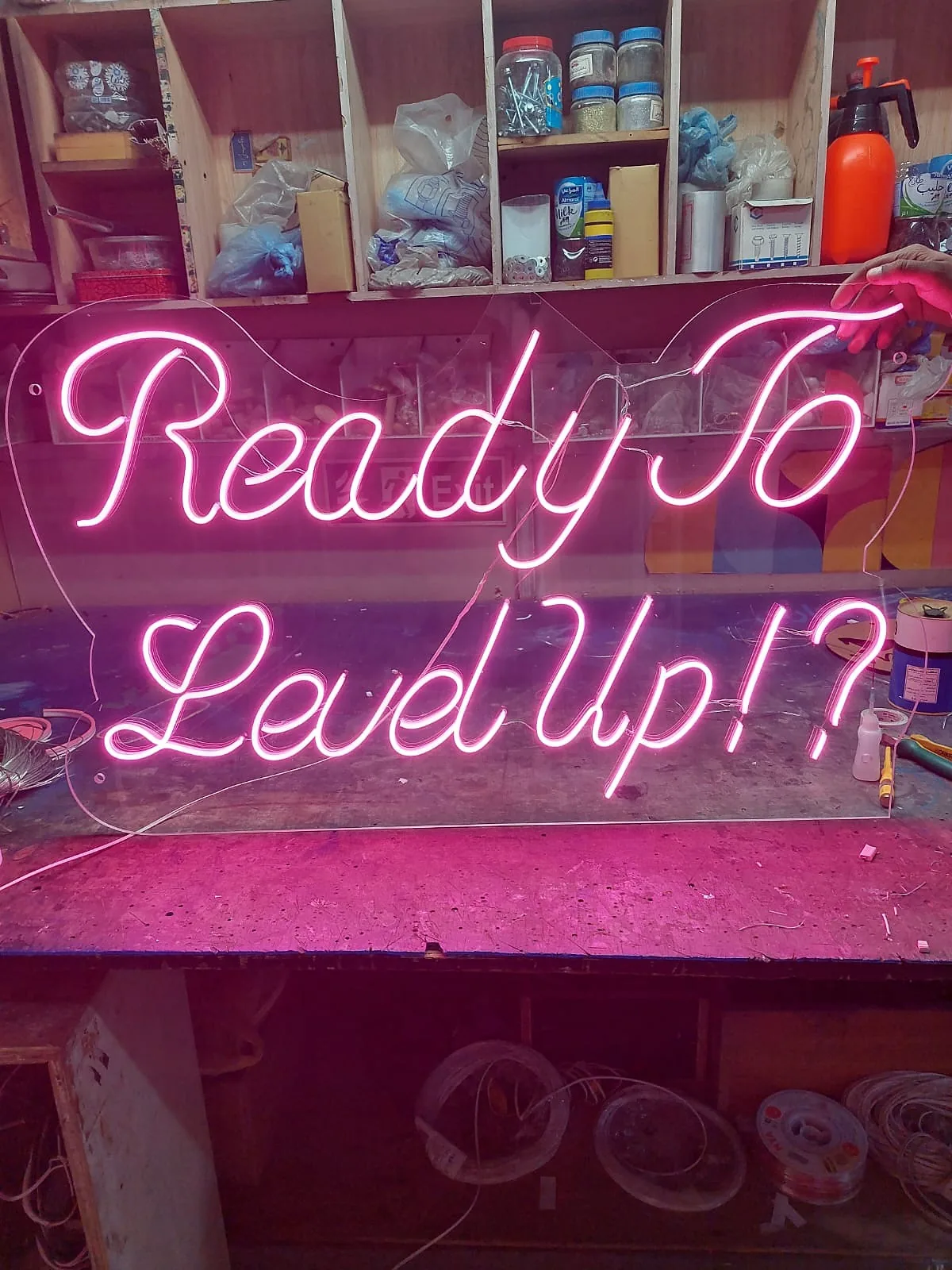 Bespoke neon light sign installed by Al-Rashid Sign, Riyadh